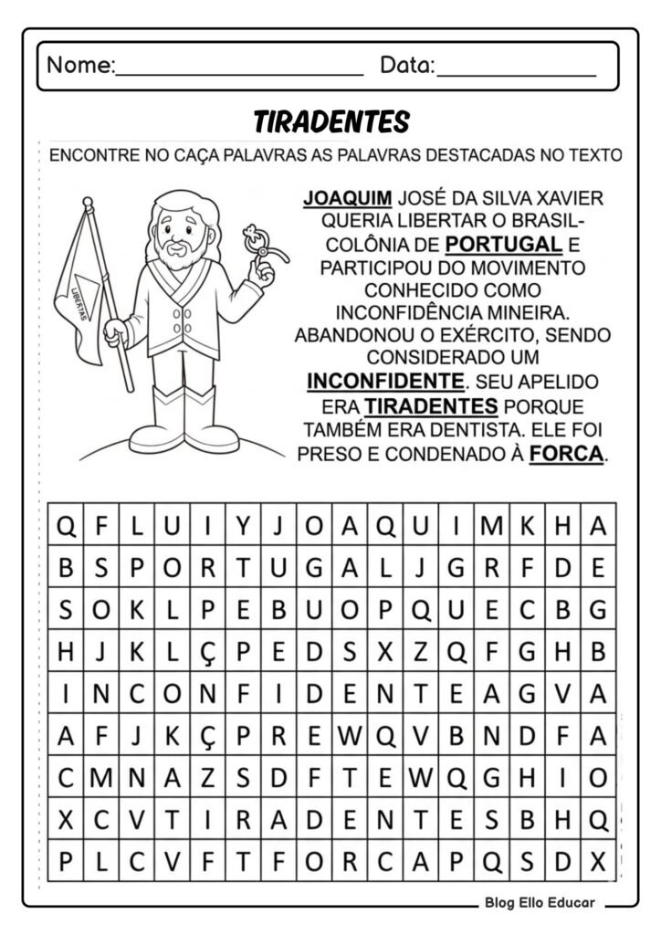 Atividades sobre Tiradentes para 2° ano