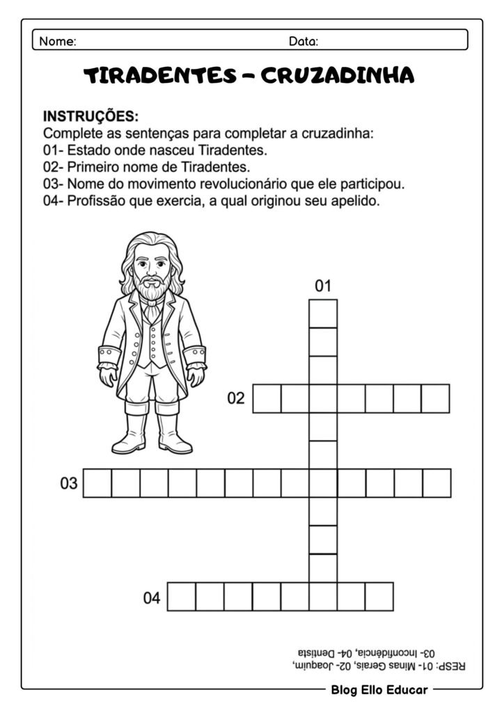 Atividades sobre Tiradentes para 2° ano