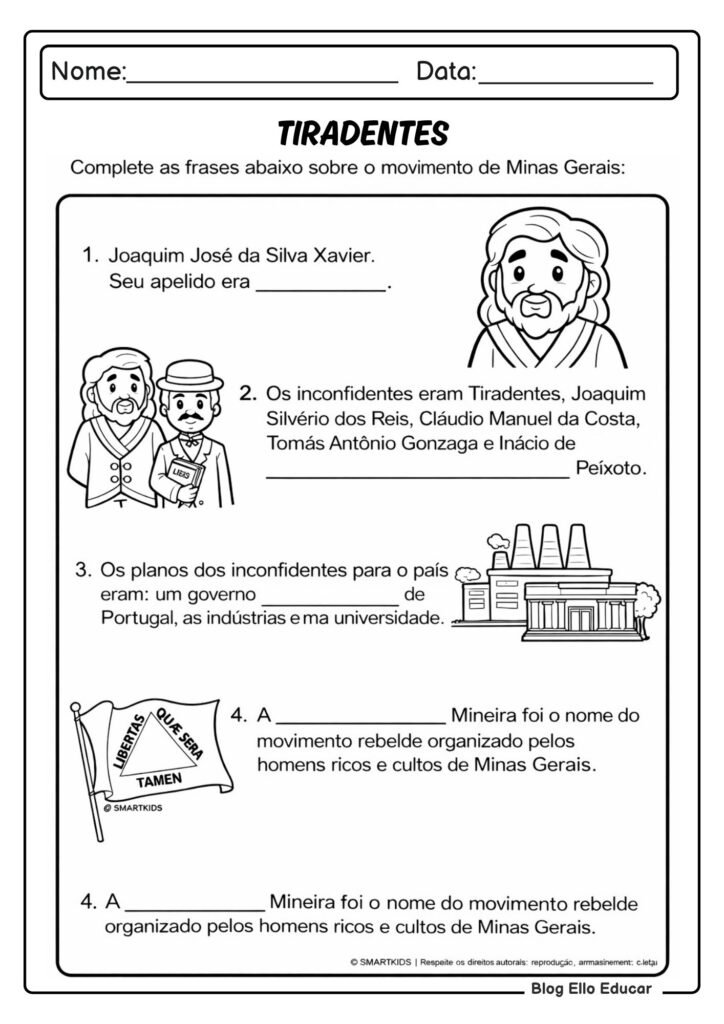 Atividades sobre Tiradentes para 2° ano