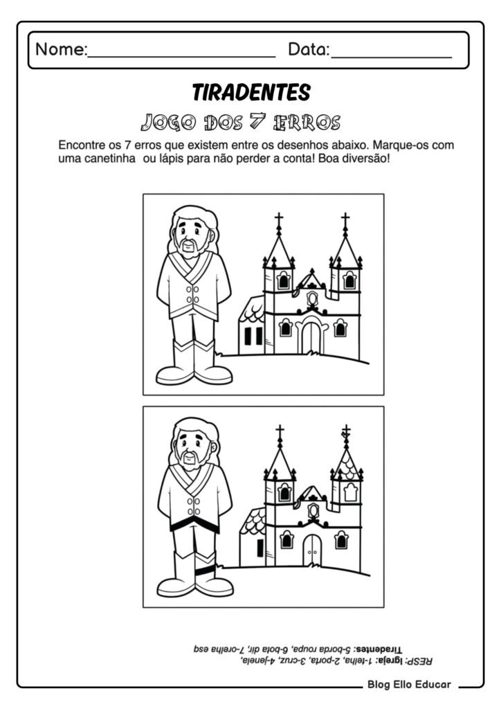 Atividades sobre Tiradentes para Alfabetização
