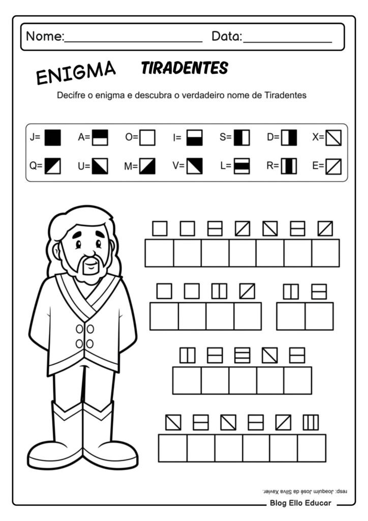 Atividades sobre Tiradentes para Alfabetização