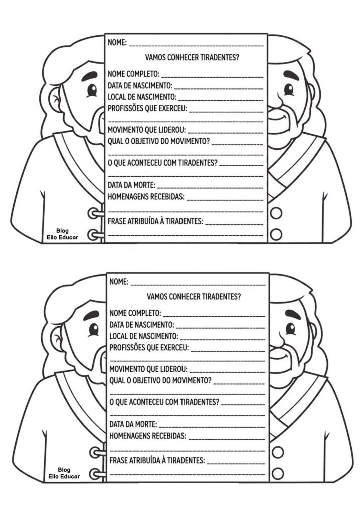 Atividades sobre Tiradentes para Ensino Fundamental I