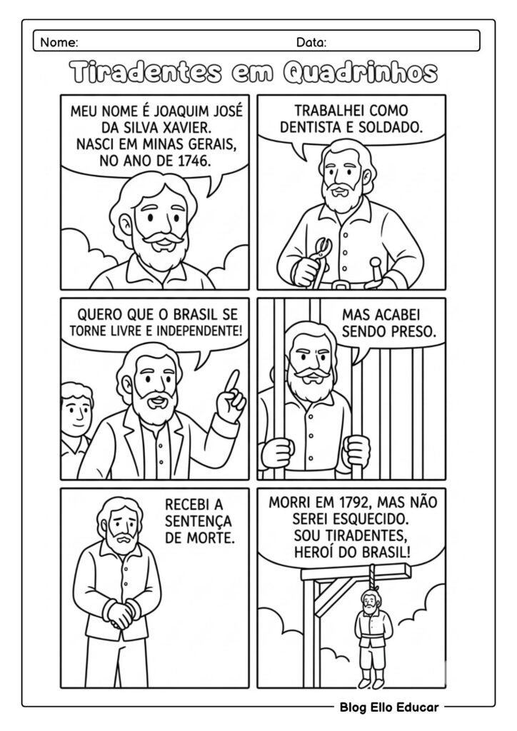 Atividades sobre Tiradentes para imprimir