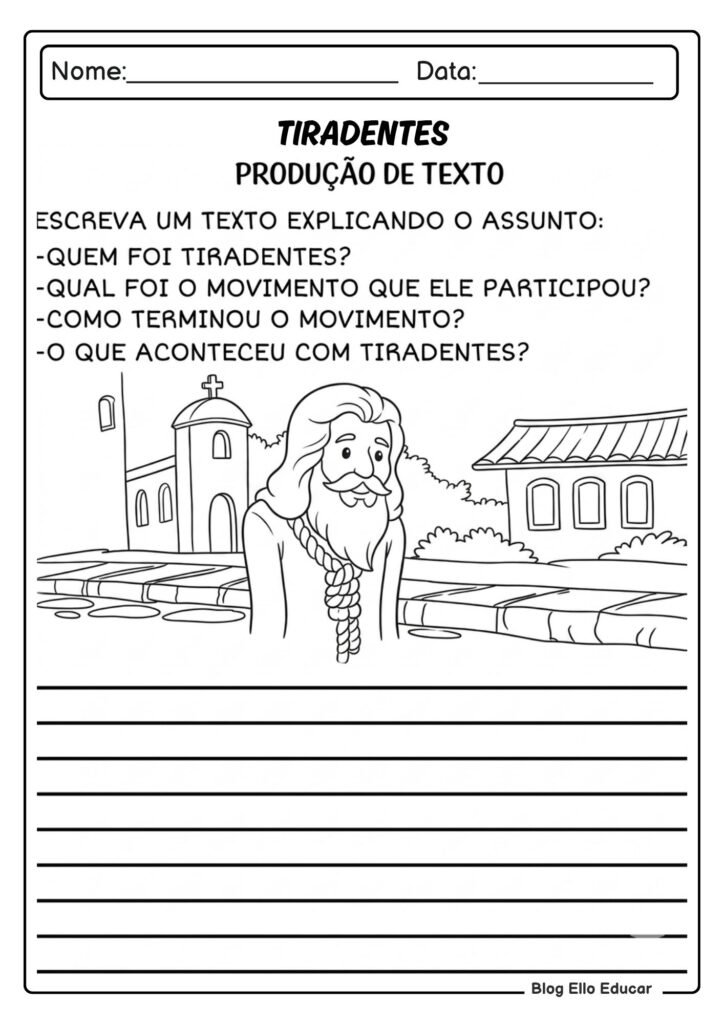 Atividades sobre Tiradentes para imprimir