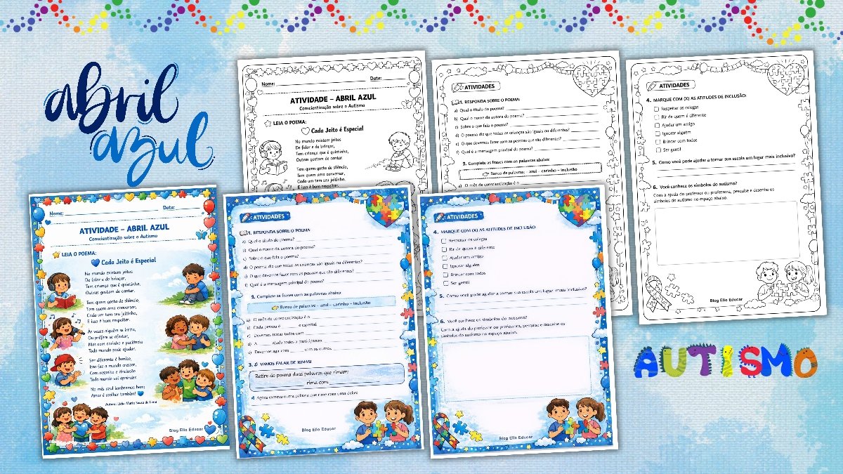 Atividades sobre o Abril Azul 2° ano com poema sobre inclusão