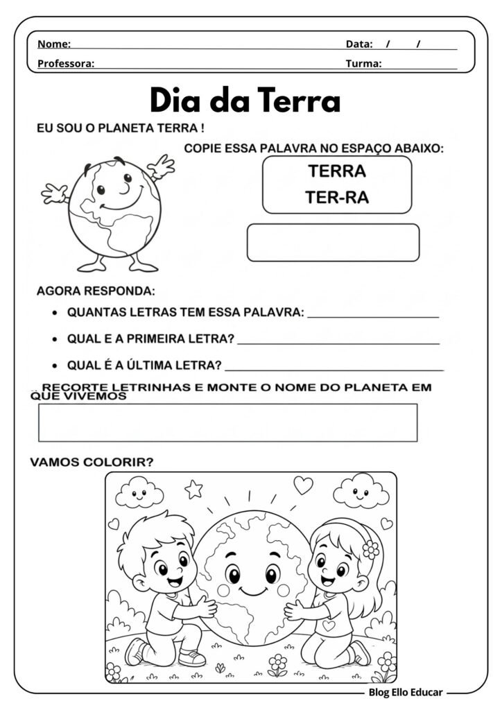 Atividades sobre o Dia da Terra para 1° ano