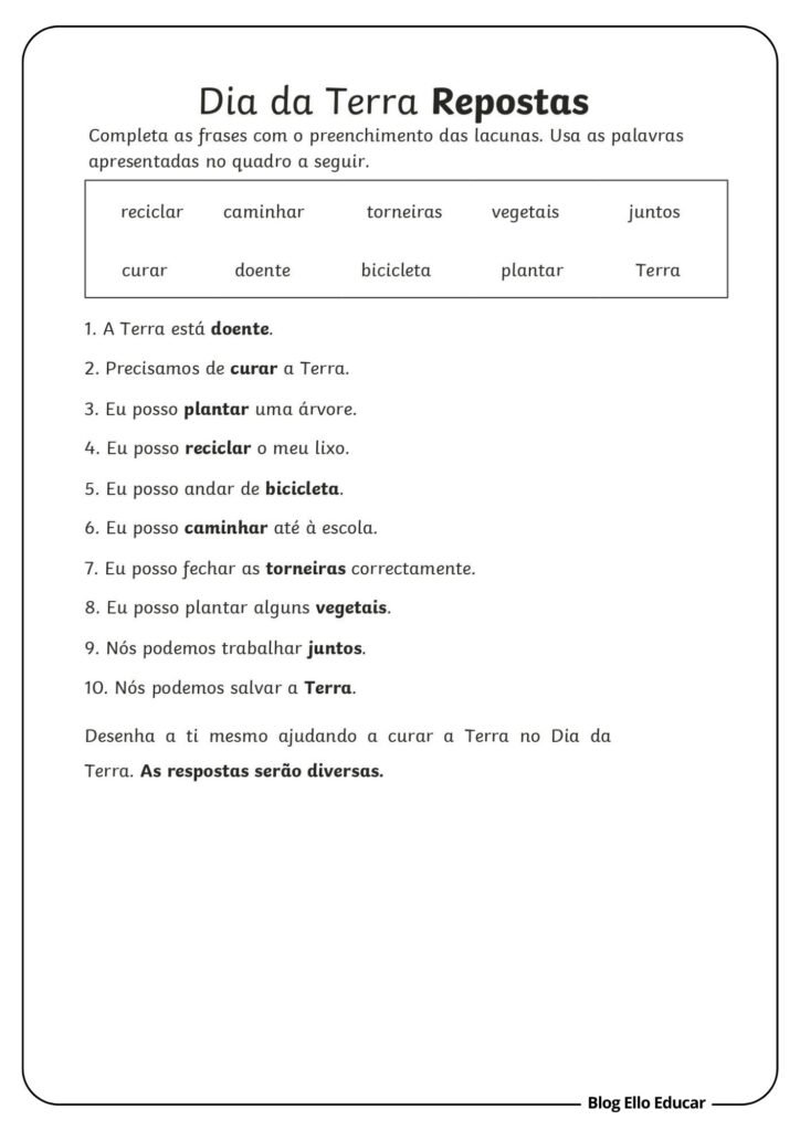 Atividades sobre o Dia da Terra para 2° ano