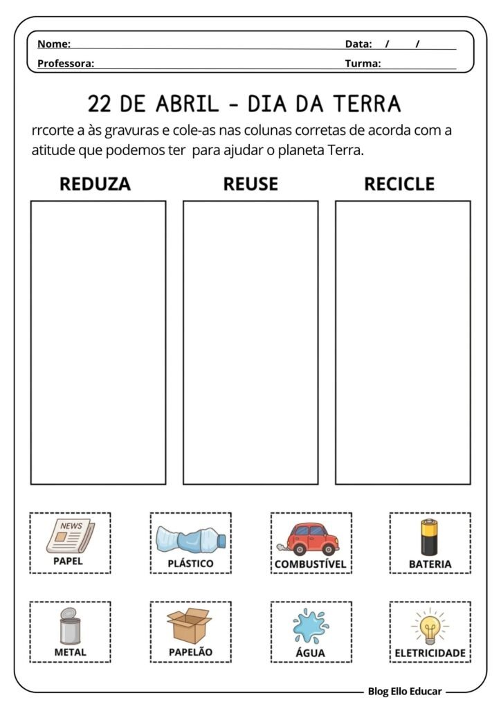 Atividades sobre o Dia da Terra para 2° ano