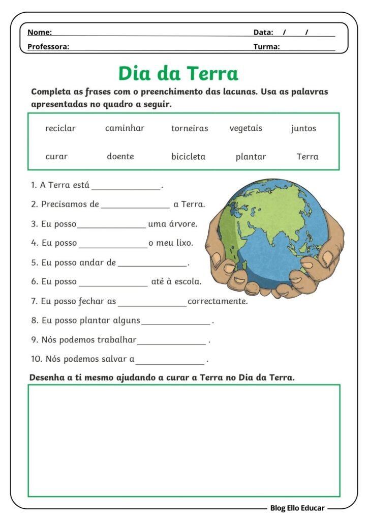 Atividades sobre o Dia da Terra para 2° ano