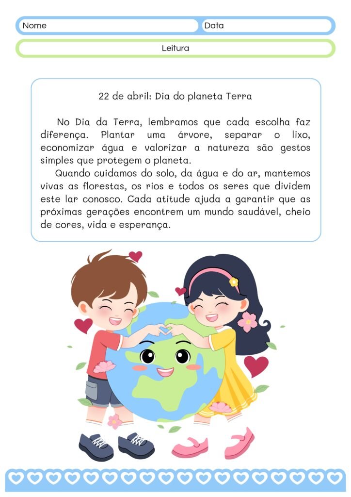 Atividades sobre o Dia da Terra para 3° ano