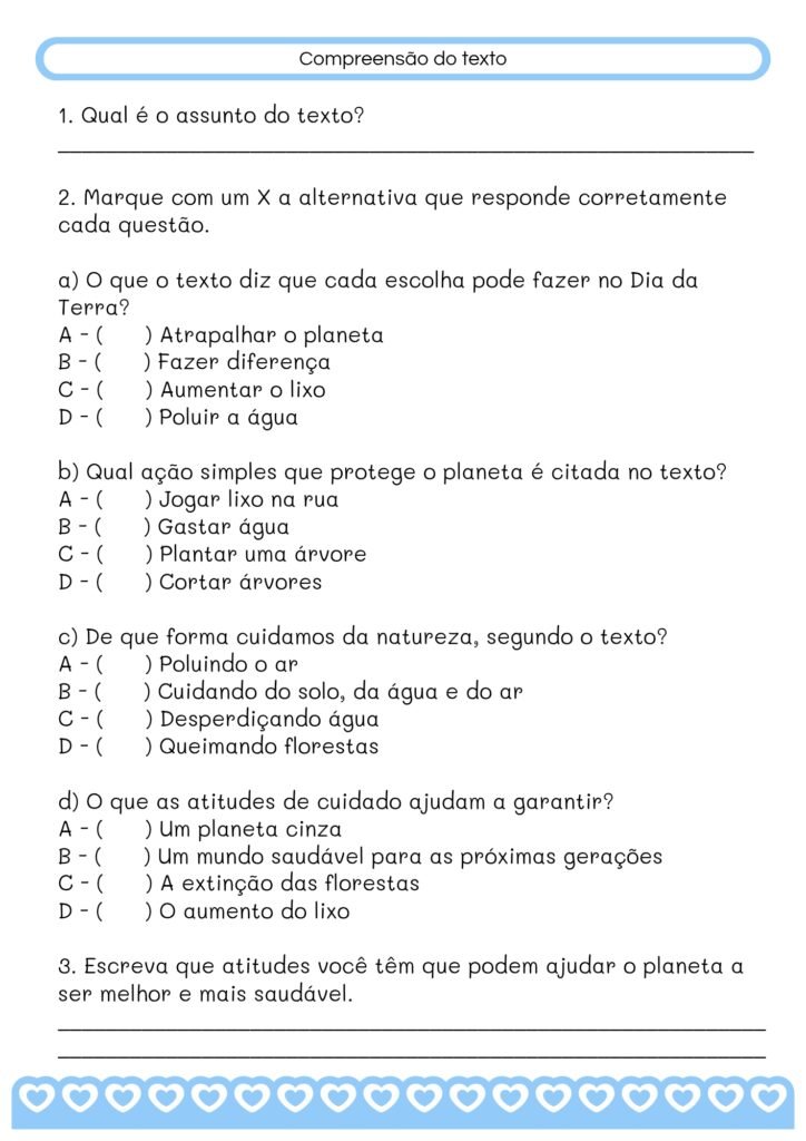 Atividades sobre o Dia da Terra para 3° ano
