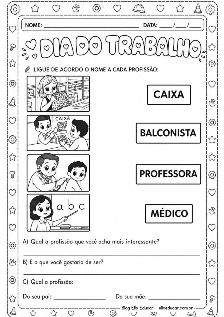 Atividades sobre o dia do trabalho 3° ano