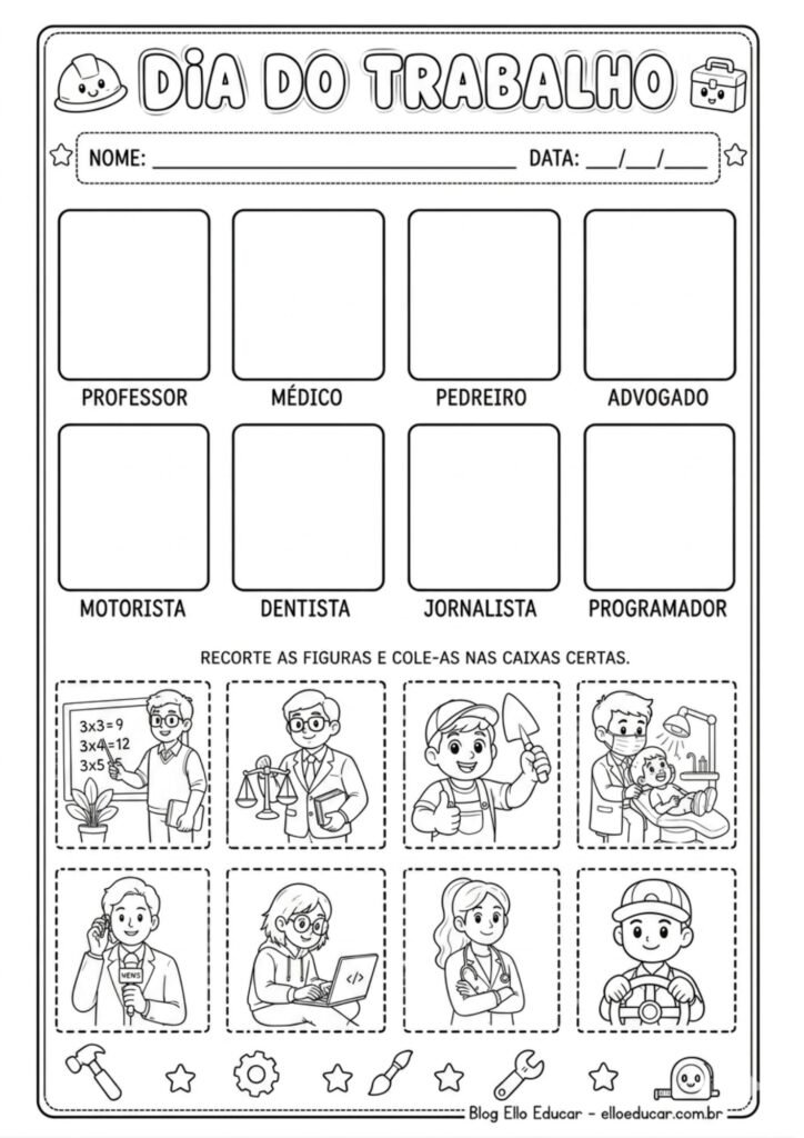 Atividades sobre o dia do trabalho para imprimir