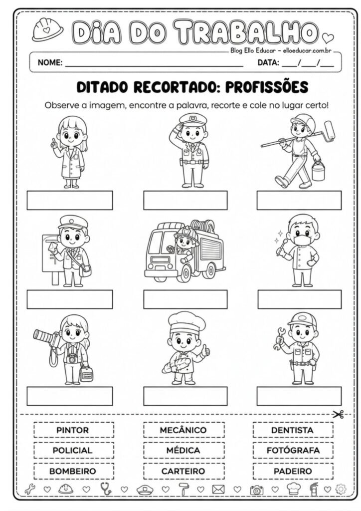 Atividades sobre o dia do trabalho para imprimir