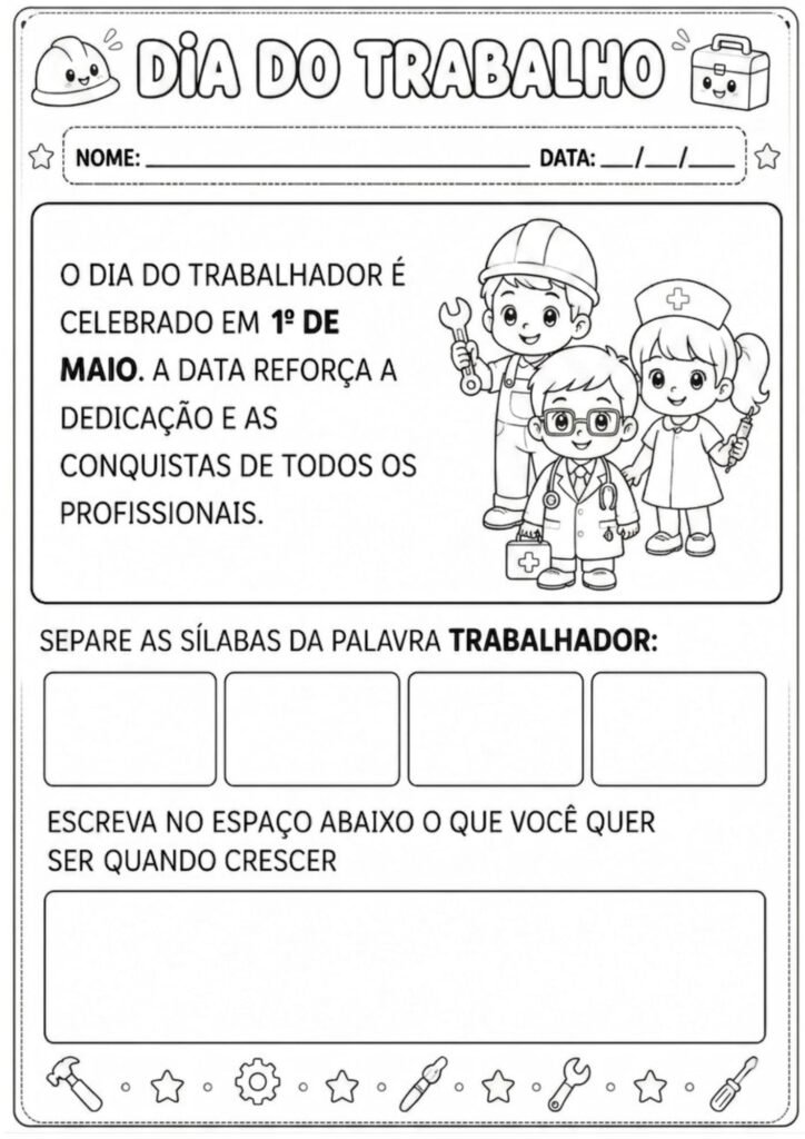 Atividades sobre Dia do Trabalho para imprimir