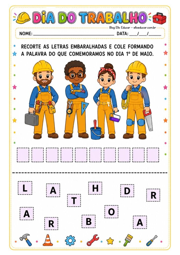 Atividades sobre o dia do trabalho para imprimir