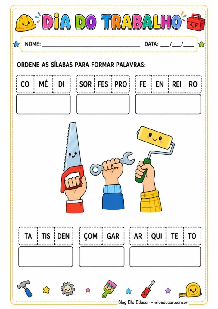Atividades sobre o dia do trabalho para imprimir