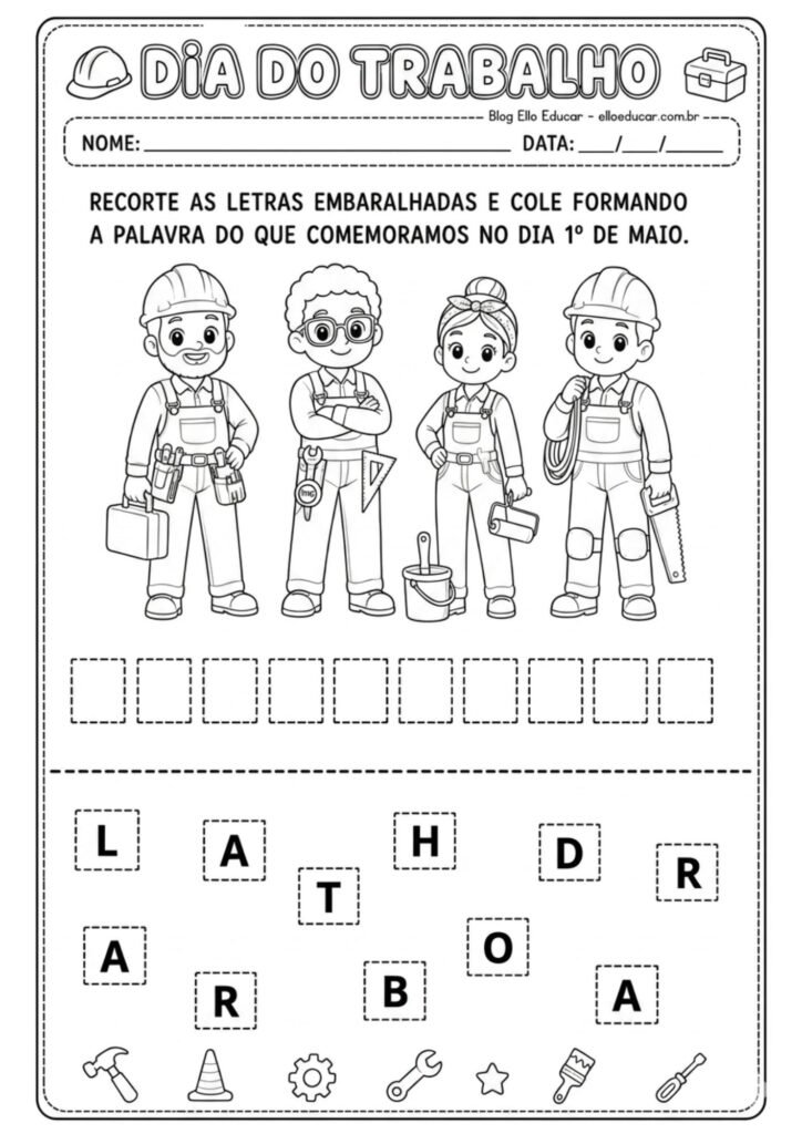 Atividades sobre Dia do Trabalho para imprimir