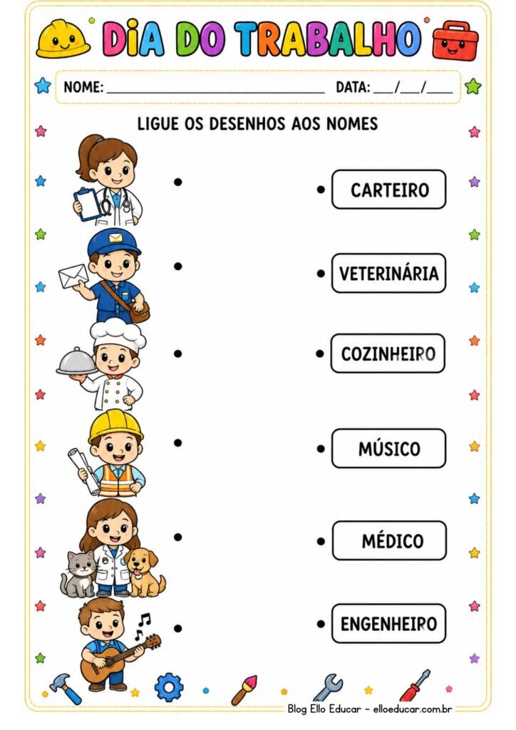 Atividades sobre o dia do trabalho para imprimir
