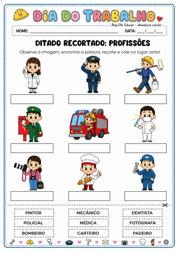 Atividades sobre o dia do trabalho para imprimir