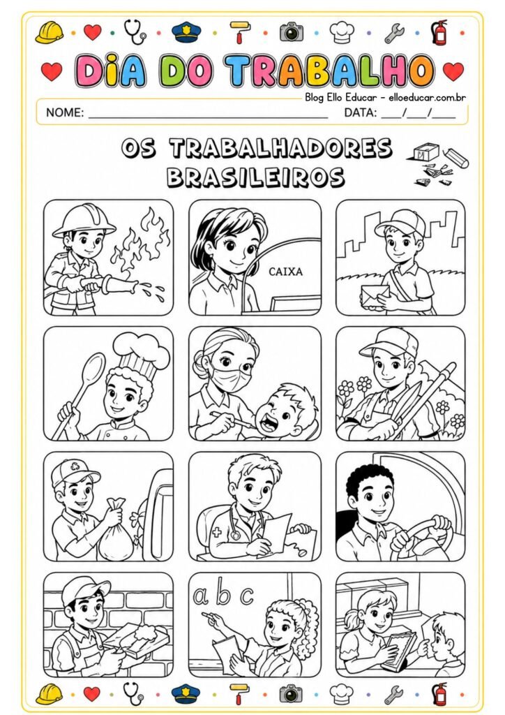 Atividades sobre o dia do trabalho para imprimir