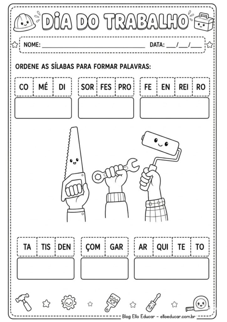 Atividades sobre o dia do trabalho para imprimir