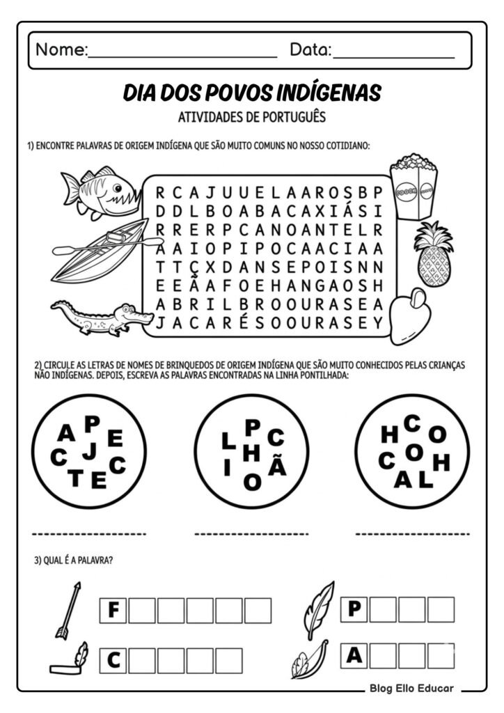 Atividades sobre povos Indígenas 2° ano