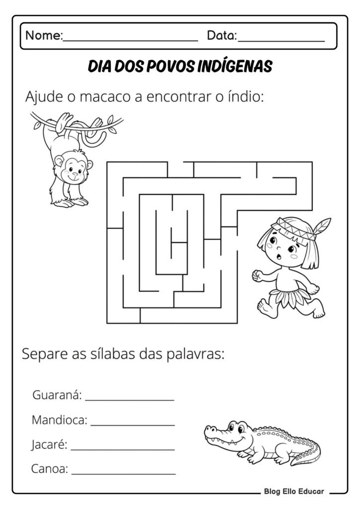 Atividades sobre povos Indígenas 2° ano