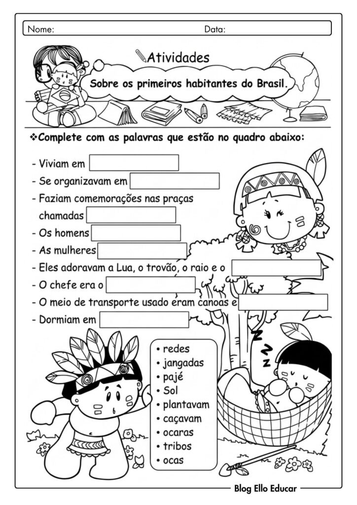 Atividades sobre povos Indígenas 3° ano