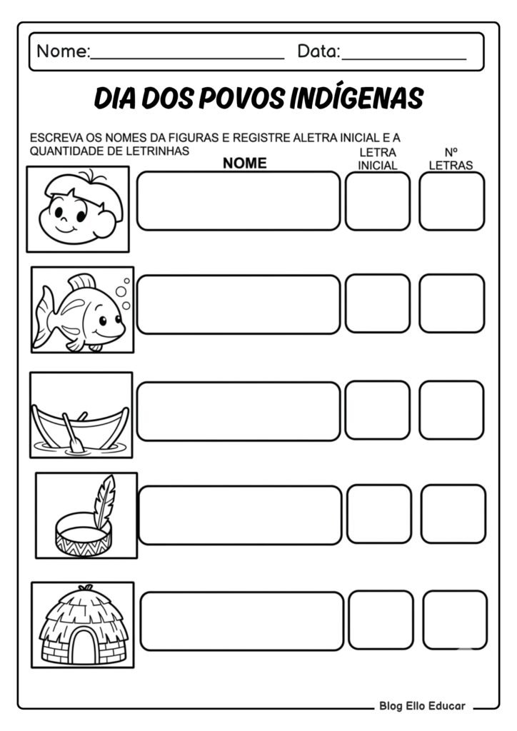 Atividades sobre povos indígenas 1° ano