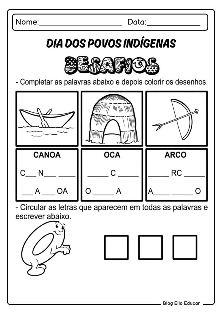 Atividades sobre povos indígenas 1° ano