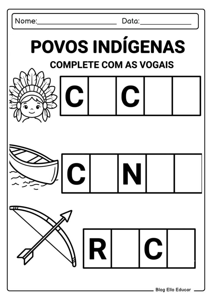 Atividades sobre povos indígenas 1° ano