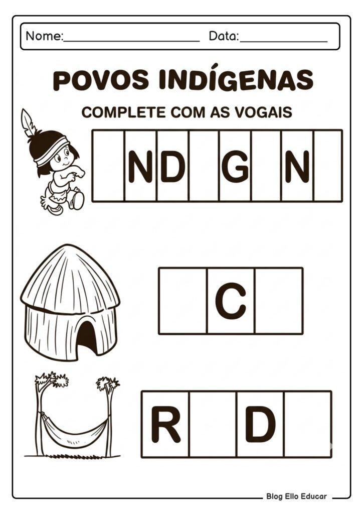 Atividades sobre povos indígenas 1° ano