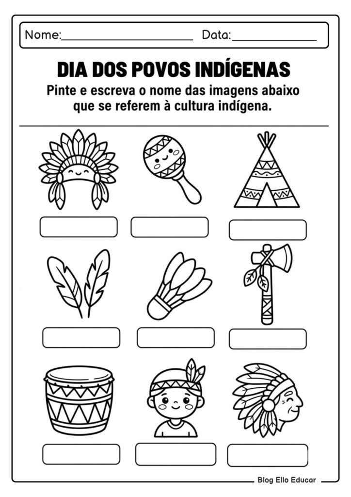 Atividades sobre povos indígenas 1° ano