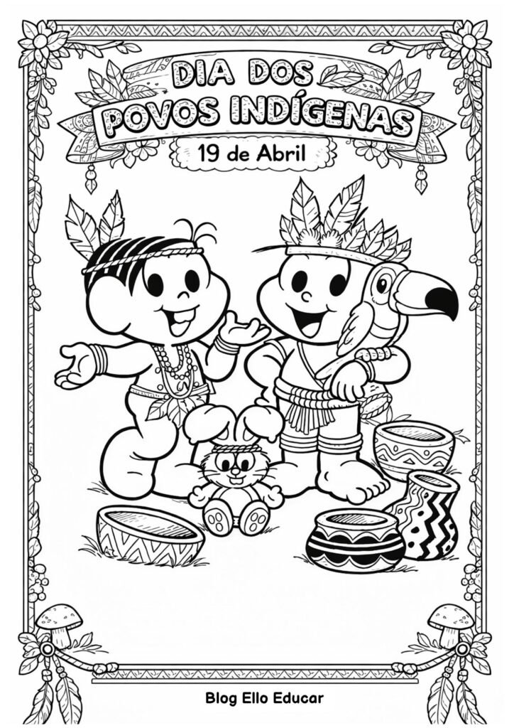 Desenho dos povos indígenas para colorir