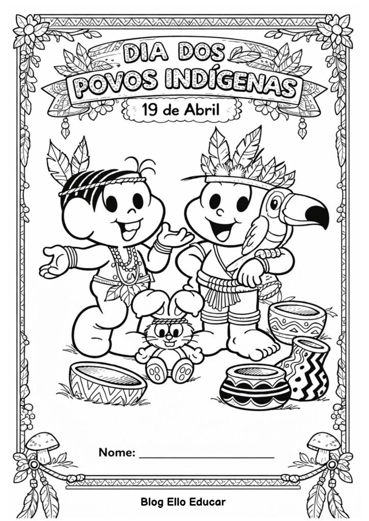 Desenho dos povos indígenas para colorir