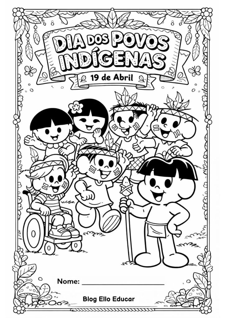 Desenho dos povos indígenas para colorir