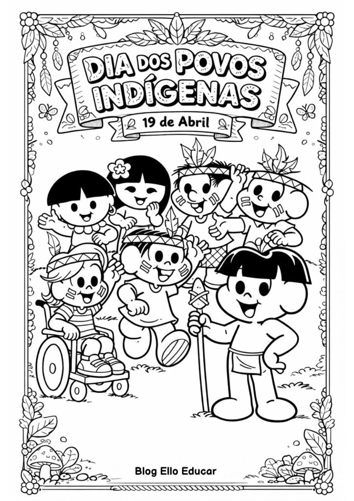 Desenho dos povos indígenas para colorir