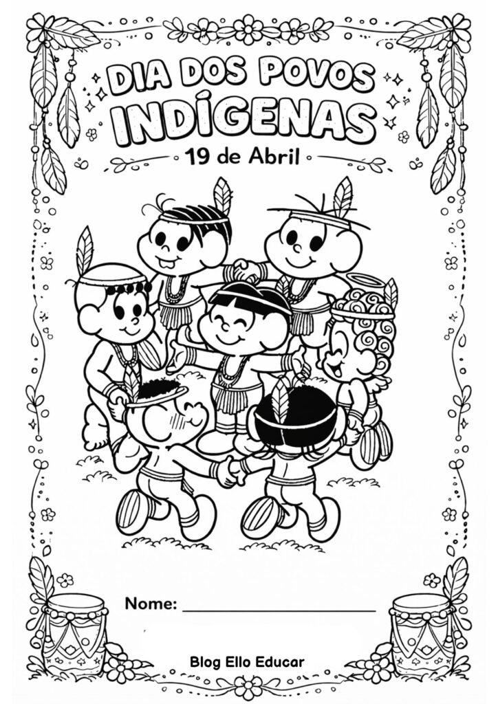 Desenho dos povos indígenas para colorir