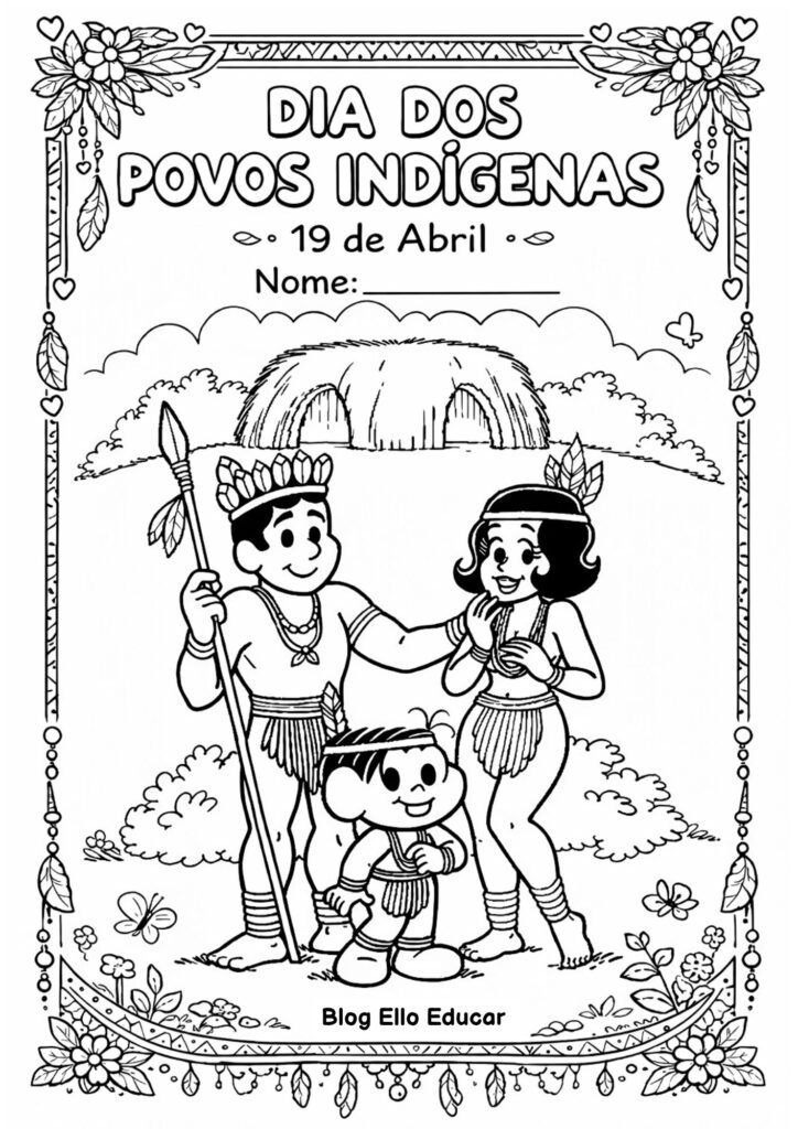Desenho dos povos indígenas para colorir