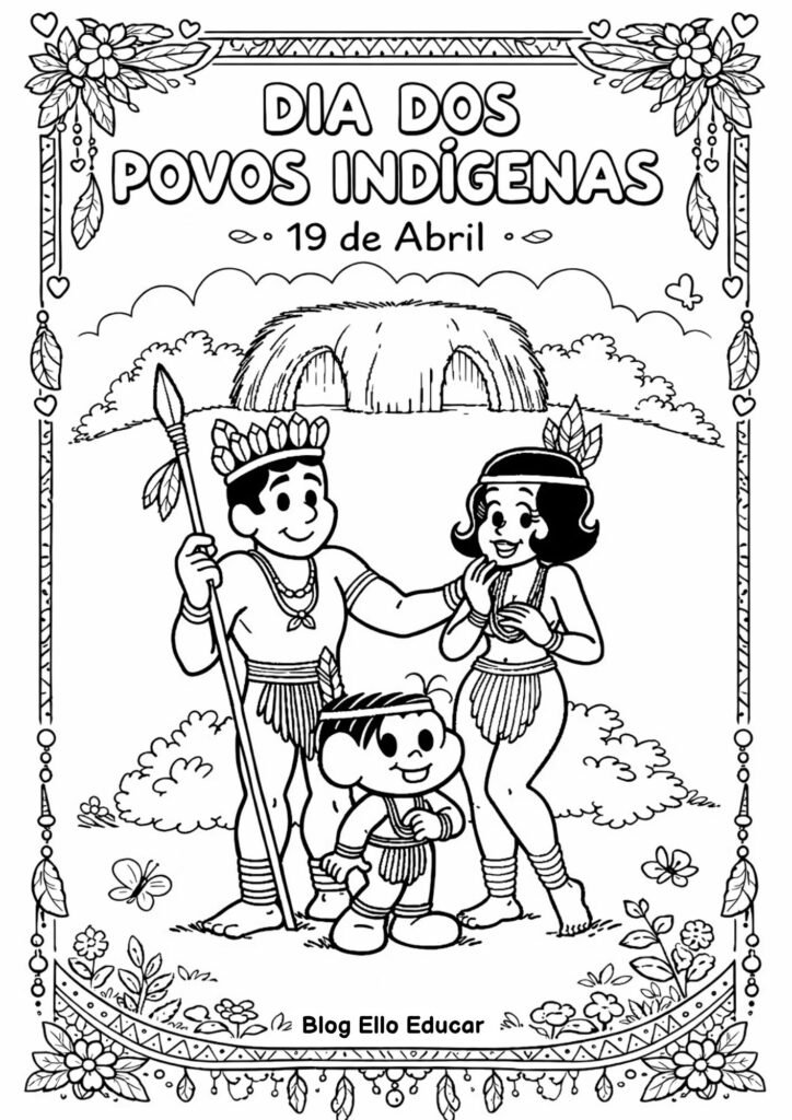 Desenho dos povos indígenas para colorir