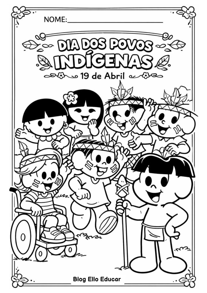 Desenho dos povos indígenas para colorir