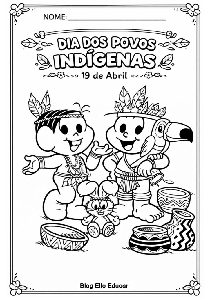 Desenho dos povos indígenas para colorir