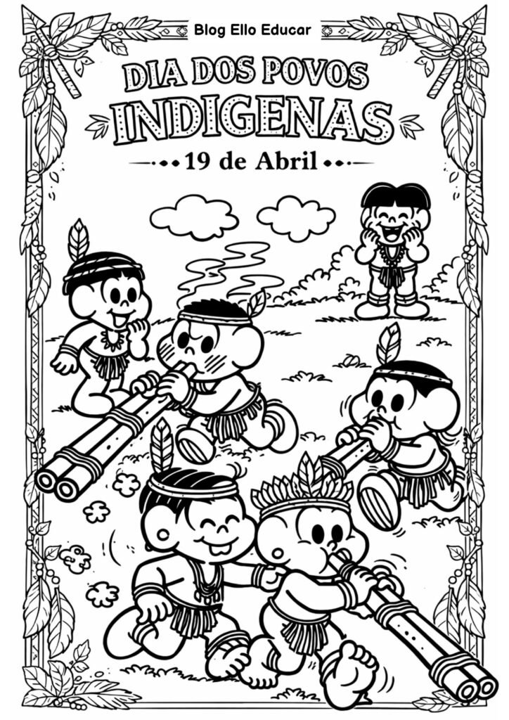 Desenho dos povos indígenas para colorir