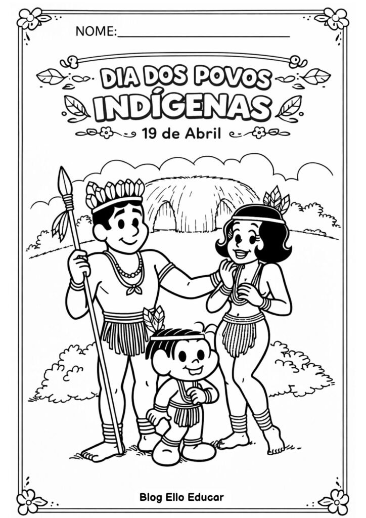 Desenho dos povos indígenas para colorir