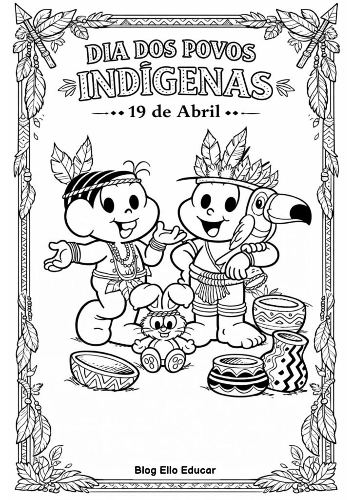 Desenho dos povos indígenas para colorir