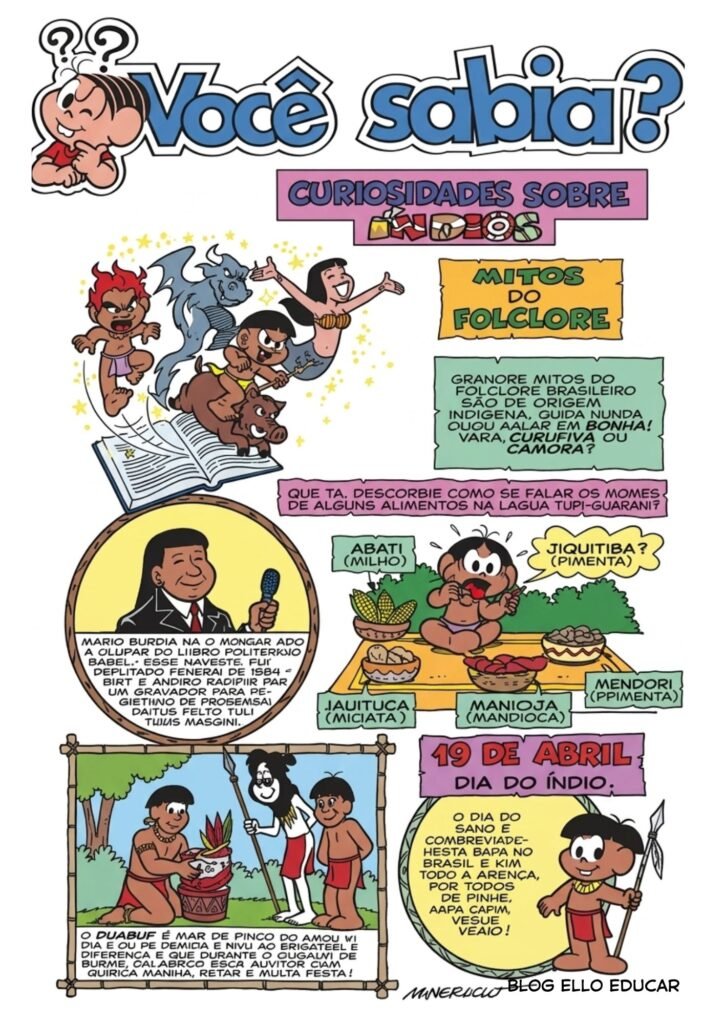 Passatempo Turma da Mônica povos Indígenas para