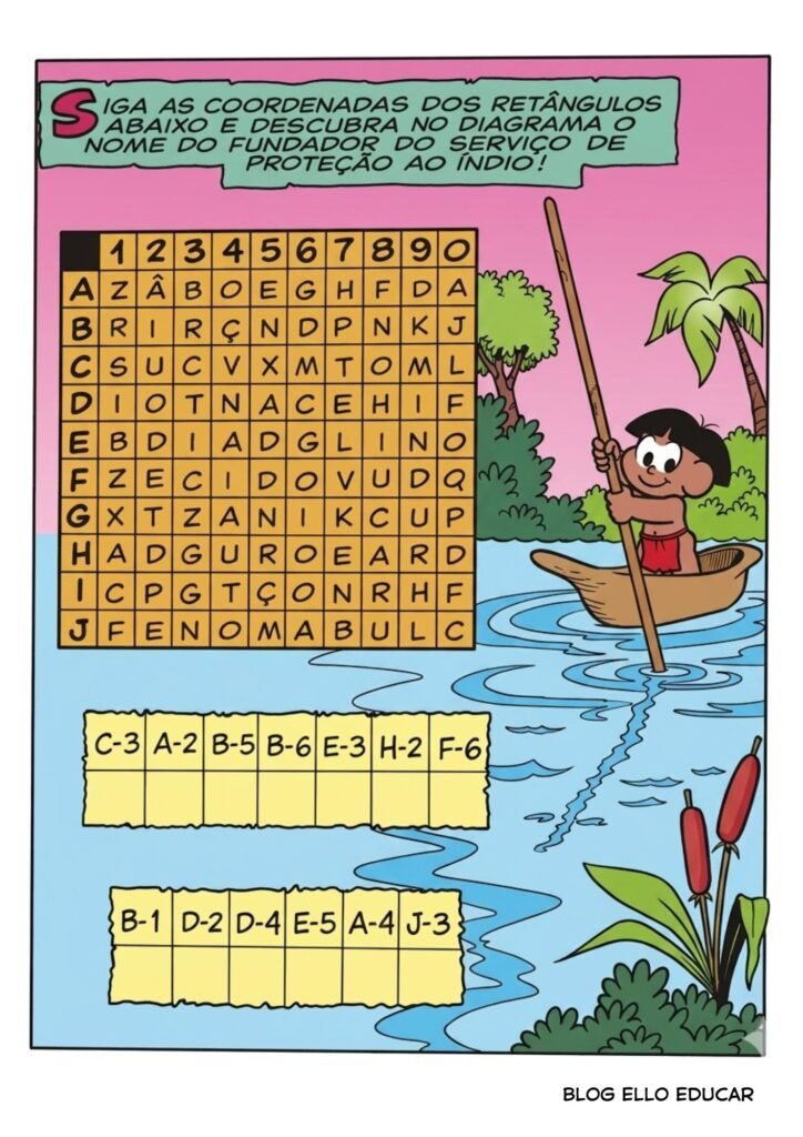 Passatempo Turma da Mônica povos Indígenas para imprimir