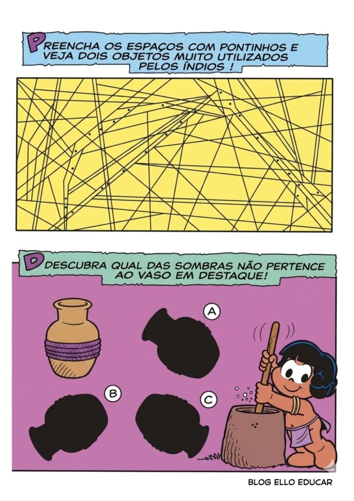 Passatempo Turma da Mônica povos Indígenas para