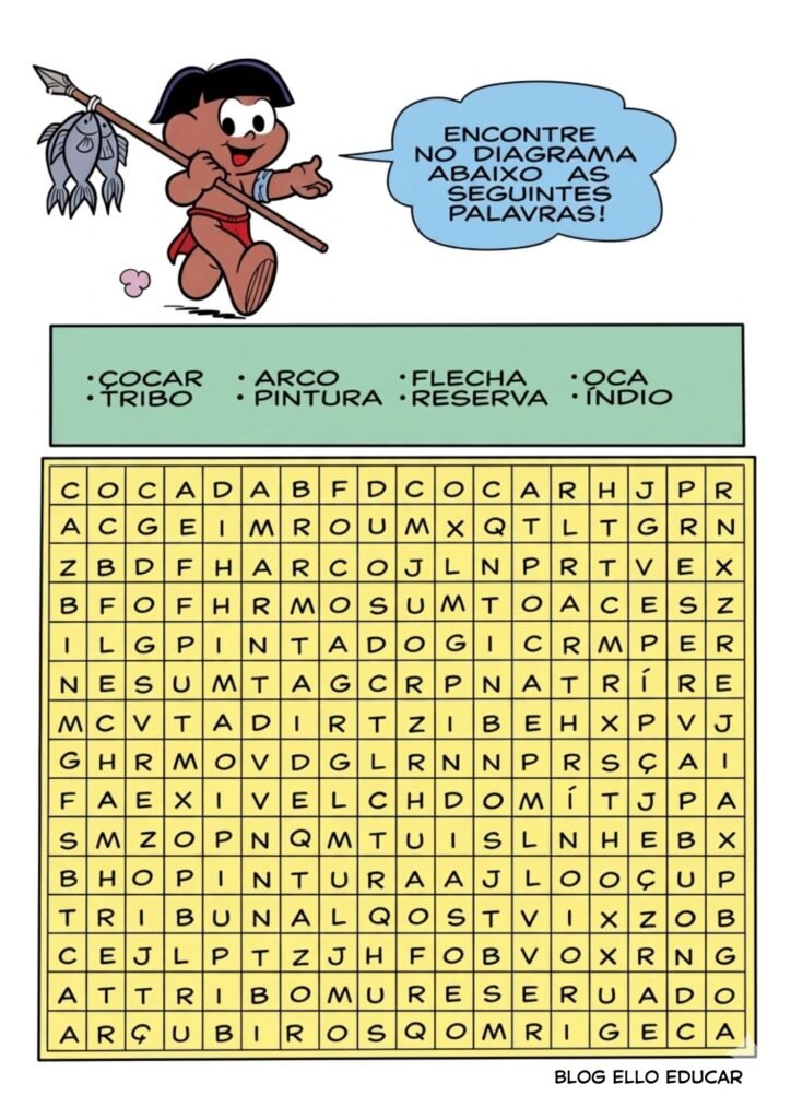 Passatempo Turma da Mônica povos Indígenas para